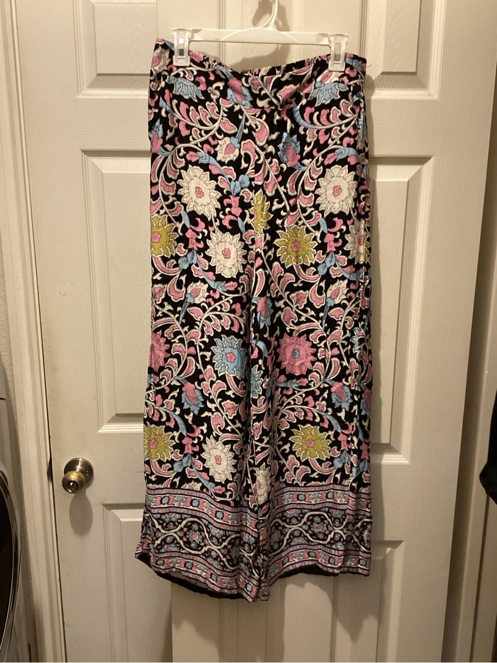 Cynthia Rowley Black Floral Wide-Leg Pants